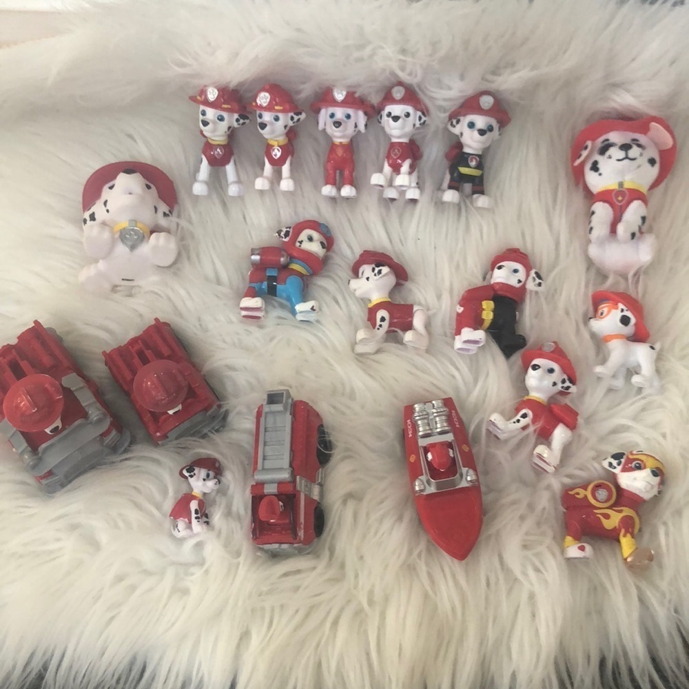 Paw Patrol Rescue Marshall Figure Toy Racer Car Fire Engine lot bundle